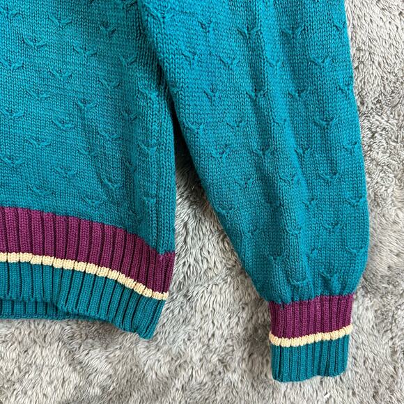 Vintage 80s 90s Izod Teal V Neck Sweater Women S Cricket Tennis Preppy Golf - Picture 4 of 8